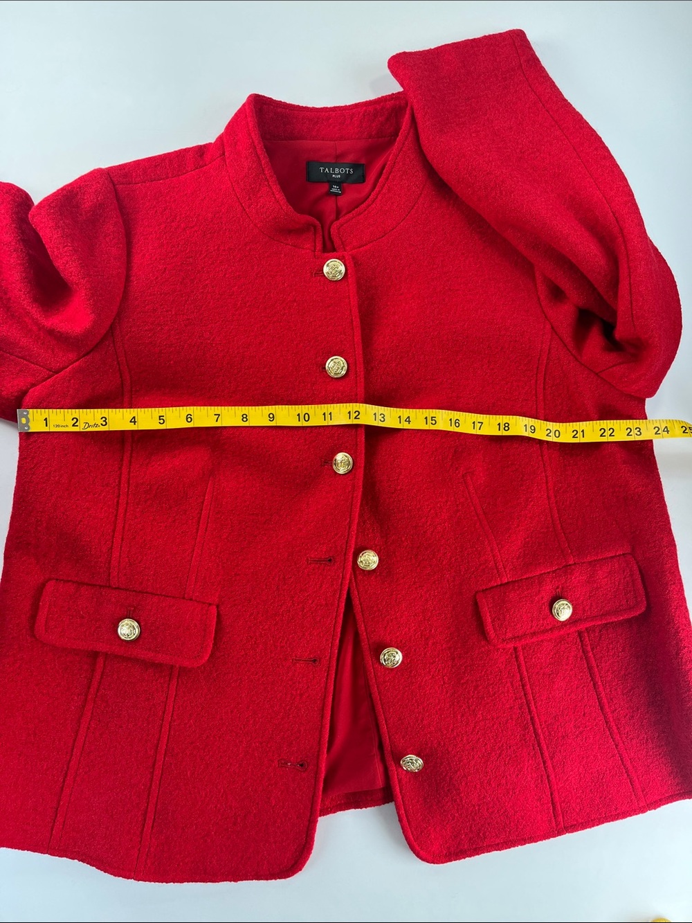 Talbots Red Wool Blend Blazer with Pockets Gold-Tone Buttons Sz 16W - Picture 5 of 10